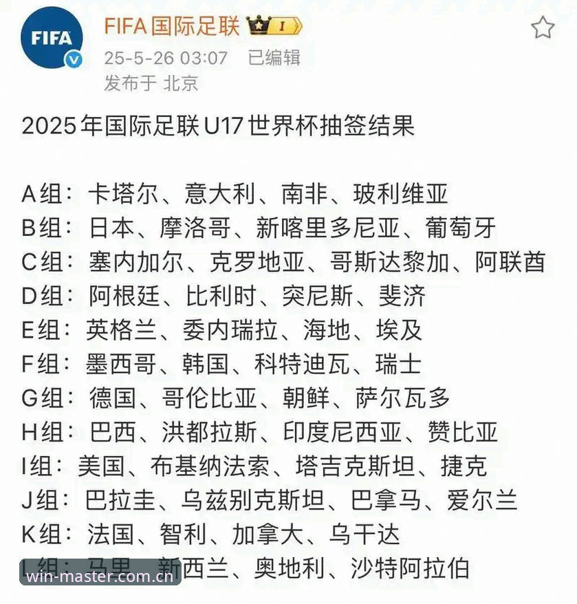 完美体育稳定流畅 U17世界杯抽签结果出炉!完美体育官网观赛指南全解析